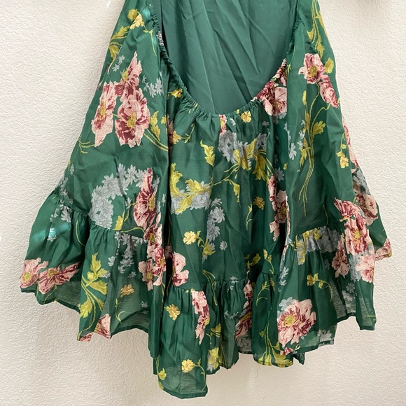 ASOS Tie Front Mini Dress in Textured Voile Art Nouveau Green Floral Size 10 - Picture 13 of 16